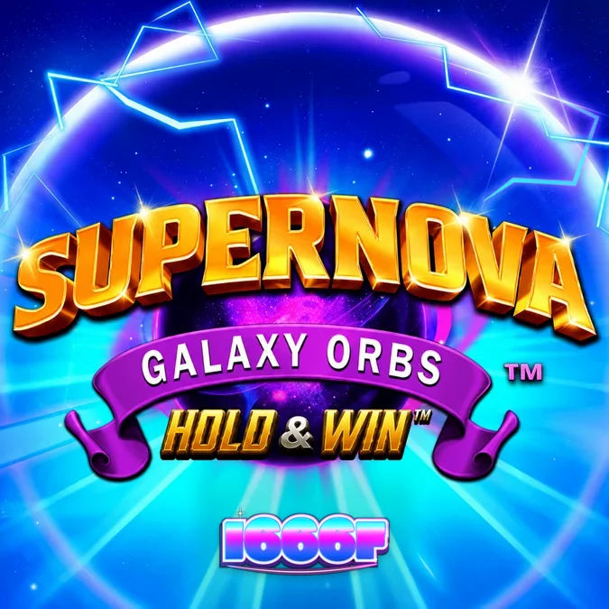 Tampilan visual slot Supernova Galaxy Orbs dengan tema luar angkasa dan simbol Orb.
